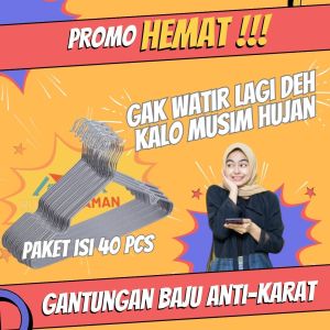RUMAH IDAMAN - Gantungan Baju Stainless Anti Karat (Isi 40pcs) Piilihan Cerdas Bunda Indonesia