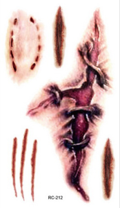 Mylilangelz GlowSol Horror Fake Bloody Wound Stitch Scar Scab Waterproof Temporary Tattoo Sticker Body Art