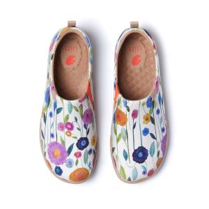 UIN Toledo I Womens Fashion Sneaker Canvas Slip-On Ladies Art Painted Travel Shoes Blooming Scene