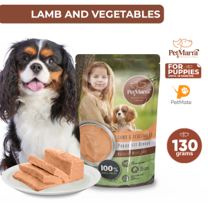 PetMarra Natural Meat Loaf Puppy Wet Food Pouch up to Ages 18 Months Lamb and Vegetables Flavor 130g - PetMate