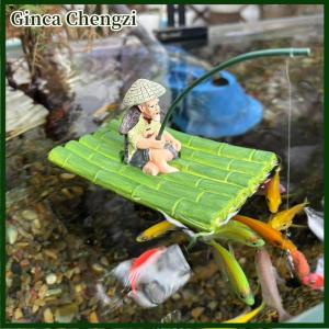 Ginca การตกแต่งตู้ปลาลอยน้ำการตกแต่งสวนขนาดเล็กการออกแบบแพลอยน้ำการตกแต่งภูมิทัศน์ตู้ปลาอุปกรณ์ตู้ปลา