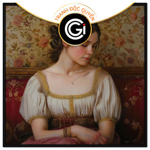 Tranh treo tường tranh dán tường chân dung cô gái đẹp cổ điển Châu Âu sơn dầu in canvas. CGI - 382