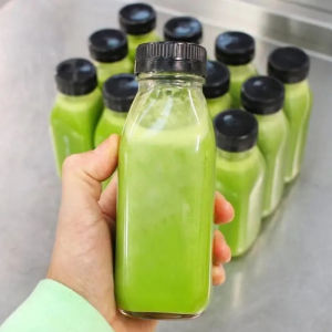 300/500/1000ml Glass Bottle with Black Lid Empty Milk Fruit Juice Drink Glass Bottles Beverage Clear Water Bottles