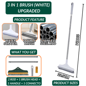 3 in 1 Floor Brush Retractable Long Handle Gap Floor Brush Kitchen Crevice No Dead Angle Cleaning Brush Floor Cleaning Scrub Brush Stiff Brush