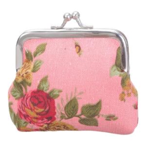 Floral PurseRose Kiss Lock Change Purse for Women Girls Trendy Cute Wallets with Clasp Vintage Car Pouch
