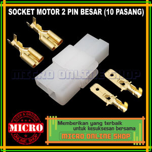 PAKET 10 PCS Soket Motor 2 Pin Besar + Skun / Konektor Kabel Motor