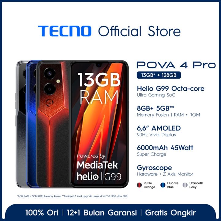 Androidタブレット本体 TECNO POVA 4 Pro 128GB/8GB RAM Android TECNO POVA 4 Pro 発表、MediaTek Helio G99・45W充電・6000mAh