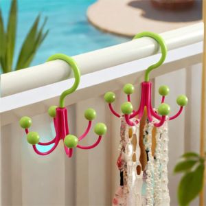 MUKANG 6pcs Six Claws Rotating Hook Plastic Portable Scarf Hat Bag Organizer Scarf Display Rack Space-Saving  Hook Hanger Laundry
