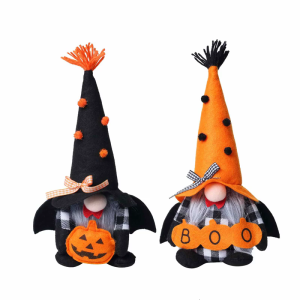 Halloween Plush Gnomes With Bat Wing and Pumpkin Swedish Scandinavian Tomtes Table Decoration Shelf Display Accessories