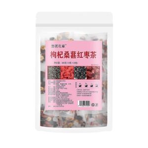Wolfberry mulberry and red date tea. Combination of black and red wolfberries flower and fruit tea. Vitality restoring tea for men and women after staying up late.