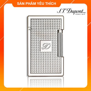 Hộp Quẹt Bật Lửa Dupont Gas Đá D136B Họa Tiết Kẻ Cách Điệu Chữ D ở Giữa Màu Bạc - Dùng Gas Đá Cao Cấp