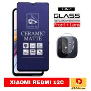 PAKET 2 IN 1 TEMPERED GLASS MATTE CERAMIC ANTI BLUE FOR XIAOMI REDMI 12 2023 / REDMI 12C / POCO M5 MATTE CERAMIC ANTI PECAH