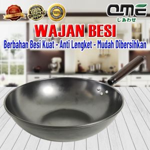 Wajan Besi Hitam 32cm / Wajan Enamel Gagang Anti Gores Anti Karat Anti Lengket / Merk QME