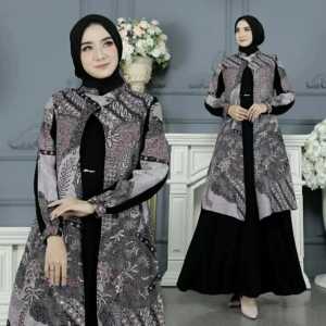 (BISA COD)Gamis Batik Kombinasi Crincle Motif Terbaru Dress Modern Premium Dress Muslim Gamis Batik Kombinasi Gamis Batik Terlaris