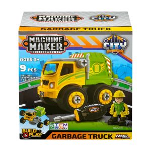 NIKKO TOYS MACHINE MAKER CITY SERVICE - GARBAGE TRUCK PLAYSET (8" / 20CM) (QNKT400436)