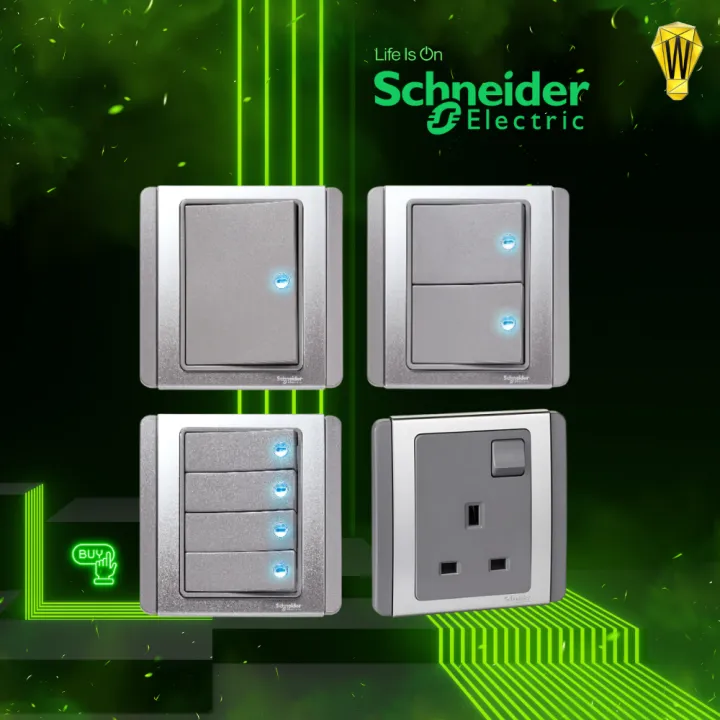 [ SCHNEIDER ] NEO Series GreySilver Horizontal LED Switch Socket ...