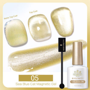 BORN PRETTY 10ML 2Pcs Gel Nail Art Polish Nail UV Gel Set Reflective Glitter Cat Eye Gel Nail with M-a-g-n-e-t-i-c Stick Nail Art Gel