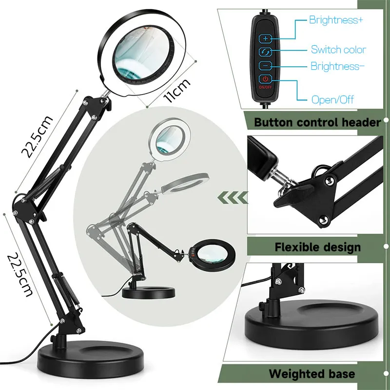 Free gift Clamp 20X Magnifying Glass Desk Lamp reading light