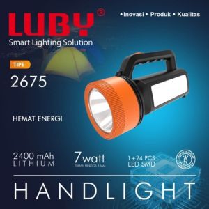 Luby Senter LED Super Terang 2 in 1 L-2675B 7Watt + 24 LED SMD Baterai 2400MAH Rechargeable 8 Jam