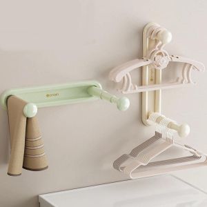 Adjustable Coat Hanger Storage Rack Punch Free Wall Mounted For Household Use Saving Clothes Hange Rack Bath