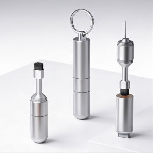SIM Card Tray Removal Tool Eject Pin Reset Tool with Keychain Multifunction Earphone Cleaning Brush Cleaner Pen Kit for Phone Headset