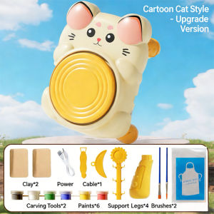 Kids DIY Electric Pottery Toy Clay Wheel Toy No-baking Clay Handmade Pottery Making Educational Toy