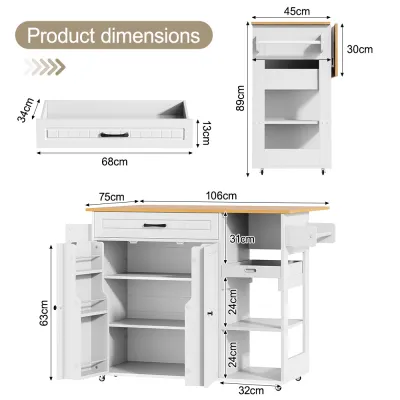 Multifunctional Kitchen Island WIth 2-Drawer Bar Table Dining Table Large Storage Tool Groove 厨房岛台