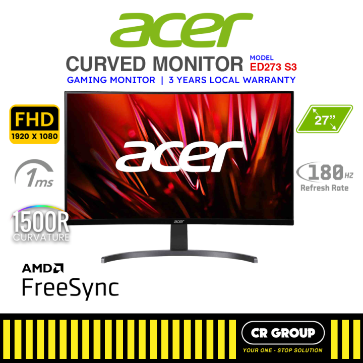 Acer ED273 B - 27" FHD VA Curved Gaming Monitor - 75Hz Refresh Rate ...