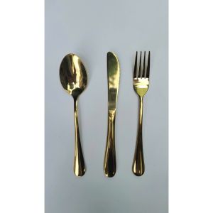 Bộ dụng cụ ăn Bít tết NĩaDao và Muỗng thép không gỉ mạ vàng cao cấp- VŨ KHẢI sang trọng và an toàn.