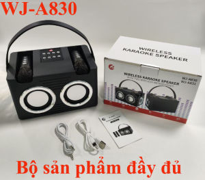 Mẫu mói Loa bluetooth karaoke âm thanh vòm 6D công suất lớn bass mạnh A830 loa karaoke kèm 2 mic