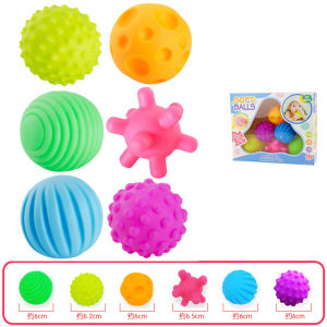 W21 6Pcs Textured Multi Ball Set Develop Tactile Senses Toy Baby Touch Hand Ball Toys Training Ball Massage Soft Balls Kids Gifts