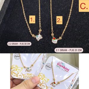 Kalung set anak emas asli kadar 700 70 16k boneka ice cream giraffe hello kitty bear bayi baby tanggung balita