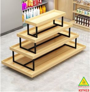 Kệ gỗ trưng bày rau củ quả kệ trưng bày sản phẩm hàng hóa KST413 - Nội thất lắp ráp Viễn Đông Adv
