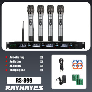 RAYHAYES 8 Channel Wireless Microphone System with UHF Channels 8 Handheld Mics For Performance Karaoke Metting