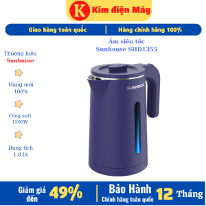 Ấm siêu tốc Sunhouse SHD1355-bình đun nước siêu tốc inox 2 lớp 18 lít-tự ngắt điện khi nước sôi-bảo hành 12 tháng toàn quốc