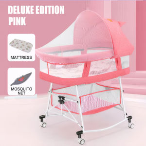 Portable Baby Cot Crib Adjustable Height Splicing Big Bed with Mosquito Net Movable Cradle Bed Baby Katil Bayi 婴儿床
