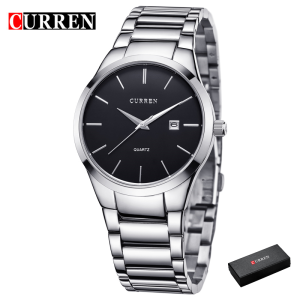 CURREN Luxury Classic Fashion Business Men Watches Display Date Quartz-watch Wristwatch Stainless Steel Male Clock (8106)