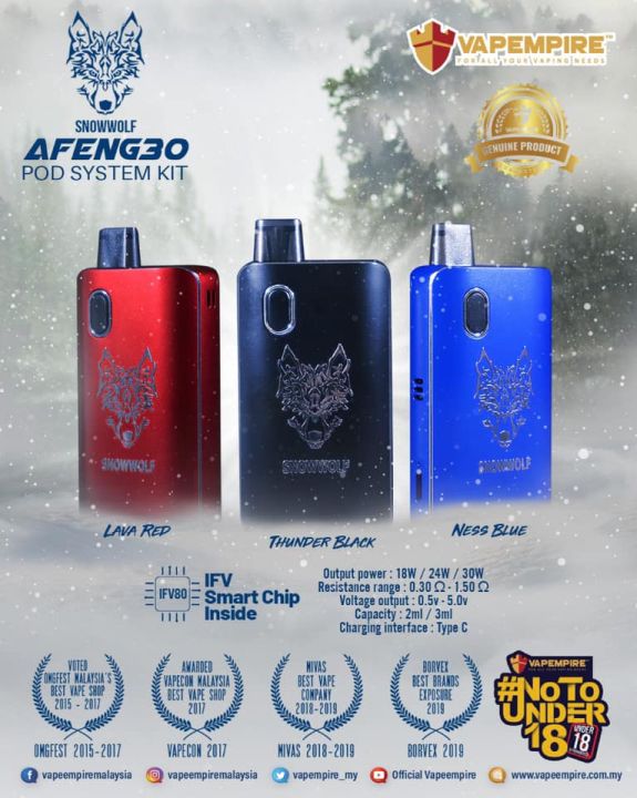 Snowwolf Afeng 30 Watt Pro Pod System Kit NO Free Battery Lazada