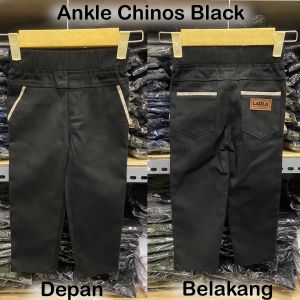 celana Chino Ankle panjang anak laki laki chinos slim fit 1-13 tahun katun twill stretch hitam grey abu abu moca