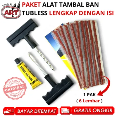 1.1 SALE PAKET Alat Tambal Ban Tubeless LENGKAP Set ISI Karet Tambal Ban Mobil Motor Anti Bocor Kempes