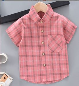 เสื้อเด็ก เสื้อเด็กแขนสั้น  เสื้อเชิ้ตเด็กแขนสั้น ลายสก๊อต (พร้อมส่งในไทย) . มีไซร์110-160  เด็กเล็กถึงเด็กโต