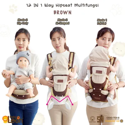 BABYLEON Gendongan Bayi 0-3Th 5in1 Way Gendongan Hipseat + Penutup Kepala BY-479 BY-490 Baby Carrier BY-481 Gendongan Duduk Bayi [TANPA TOPI]