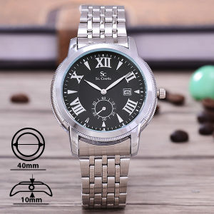 Saint Costie Jam Tangan Pria Tanggal Kalender SC 8006 Gold White