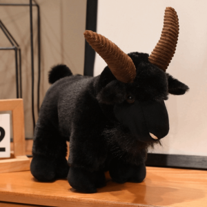 MIRELAE Soft Realistic Goat Toy Big Horn Goat Plush Plush Toy Cute Goat Doll Home Decor