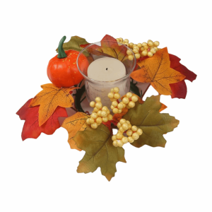 MING1996 Handmade Maple Leaf Candlestick Garland Craft Artificial Autumn Floral Garland Classic Centerpiece Maple Pumpkin Wreath Table Decor
