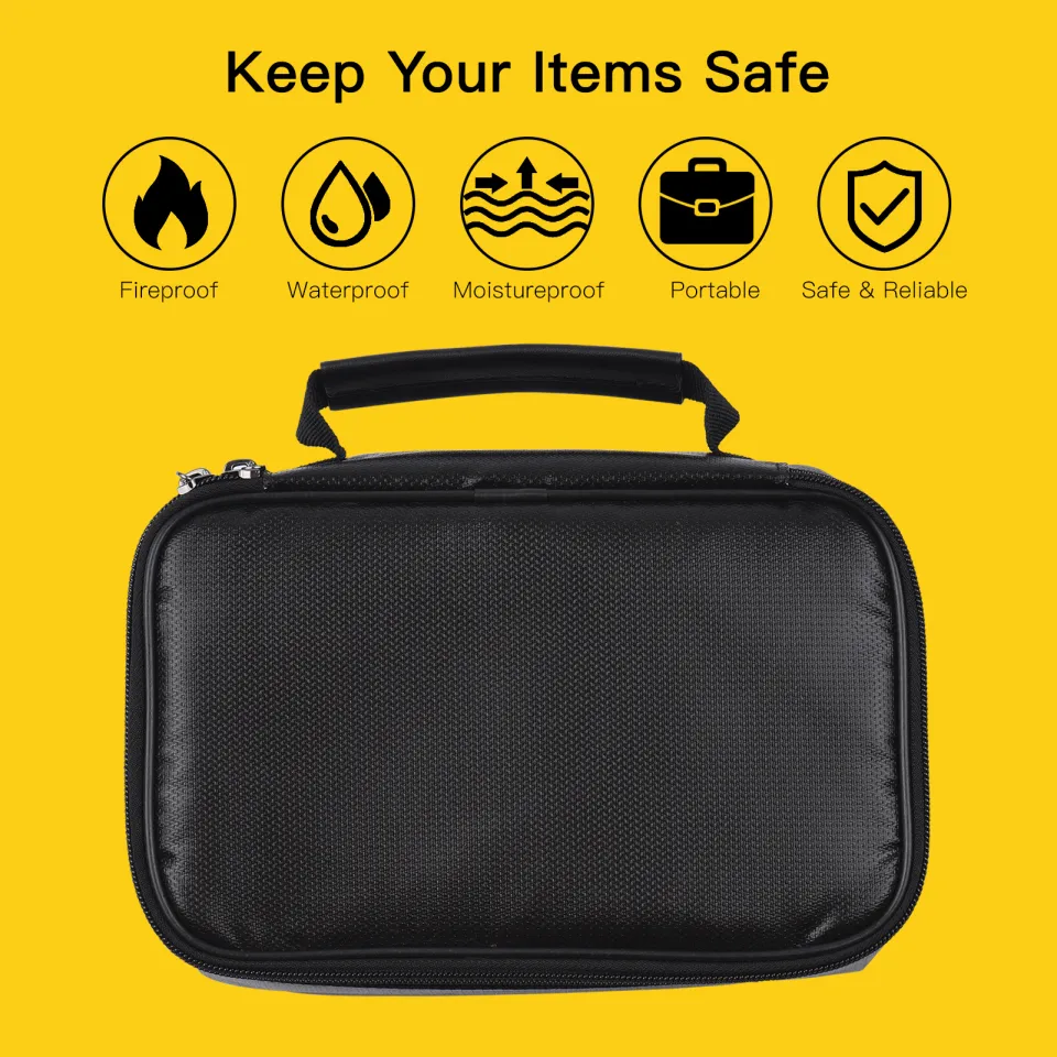 Fireproof Money Bag For Cash Fireproof & Waterproof Document Bag Set – 2 Sizes (Large & Small) For Protecting Cash, Passports, Tablets & Papers Up To 2000°F Fire Bag - View #2