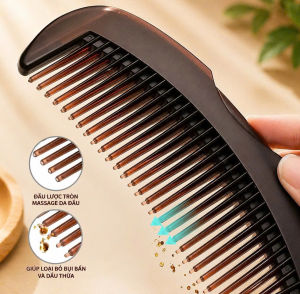 Lược Năng Lượng Massage Da Đầu 3IN1 | Lược Chải Tóc Gỡ Rối Răng Dài Thưa Đầu Răng Bo Tròn