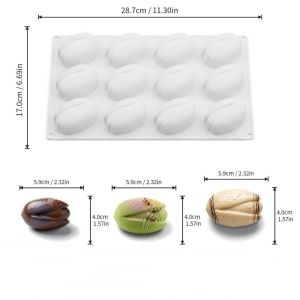 K10SEQ Silicone cấp thực phẩm Khuôn sô cô la Thiết kế hạt dẻo Pistachios 6/12-Cell Khuôn bánh mousse Thực tế Món tráng miệng nhà bếp Khuôn silicon Làm món tráng miệng