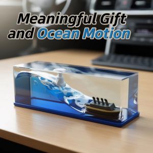 Titanic Cruise Ship Fluid Drift Bottle Acrylic Resin Desk Car Decor Stress Relief Gift
