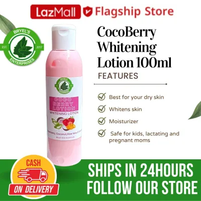 Bryels Care - (100ml) Cocoberry Whitening Lotion - Made with Strawberry Coconut oil Aloe vera & Vitamin E - for dry skin Whitens skin Skin moisturizer Safe for kids Safe for lactating mom Safe for pregnant Gentle whitening Deep Hydration